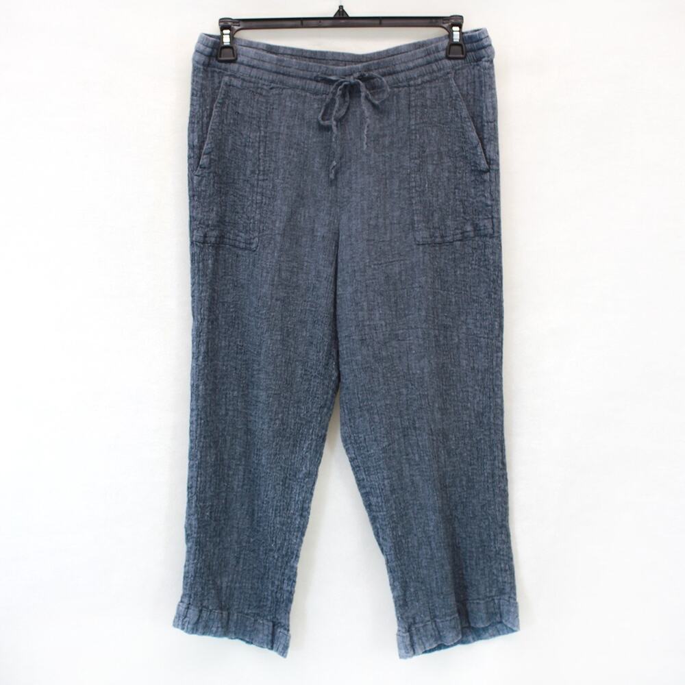 Pure J.Jill Linen Jogger Pants Capri Minimalist Summer Tie Waist Pocket Large
